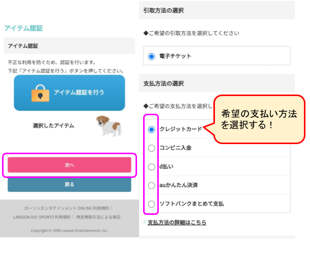 ビーファーストアリーナツアーチケット申し込み画面